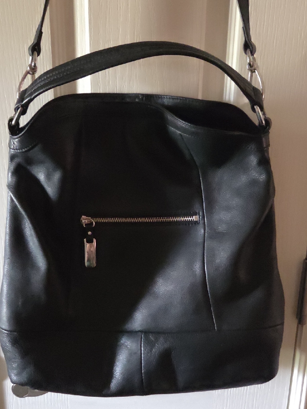 b. makowsky Black Leather Shoulder Bag